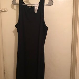 Ribbed v neck body con dress